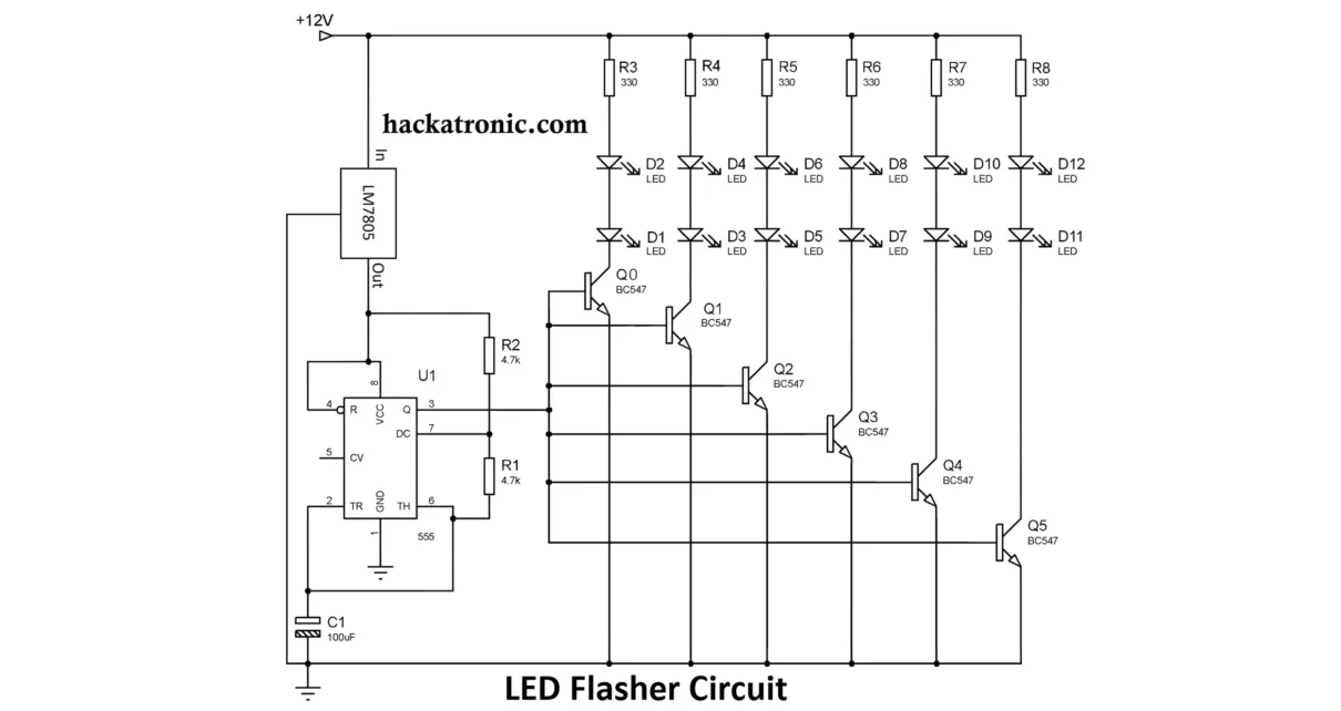 LED Flasher Circuit by 555 Timer