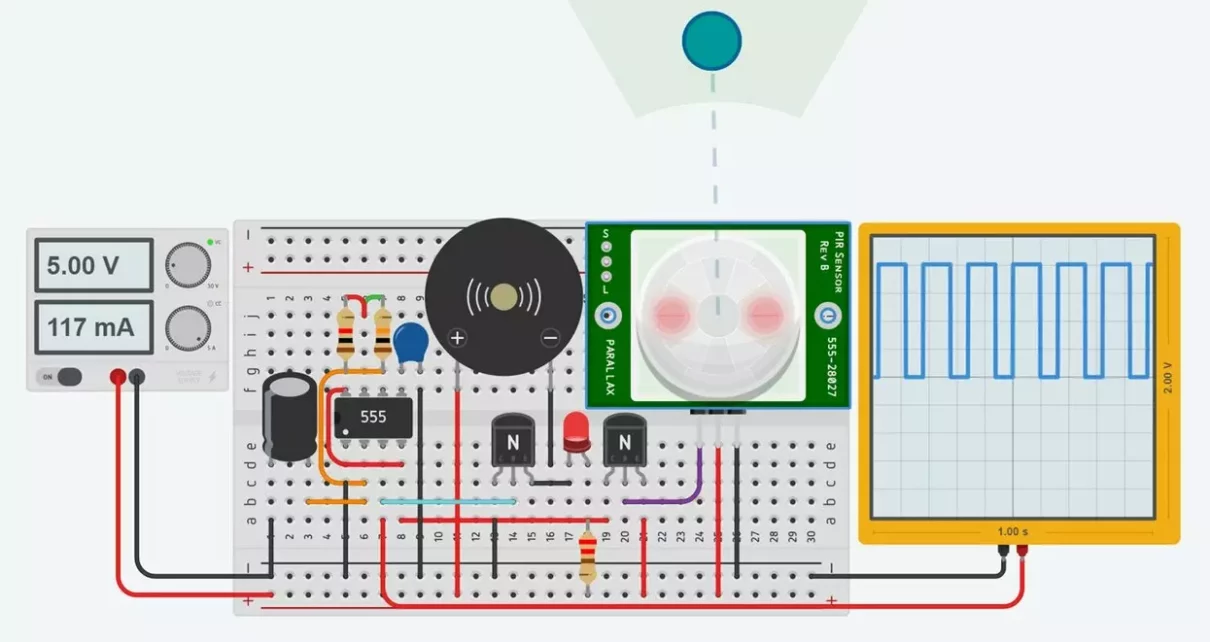 PIR Motion Sensor Circuit with 555 Timer